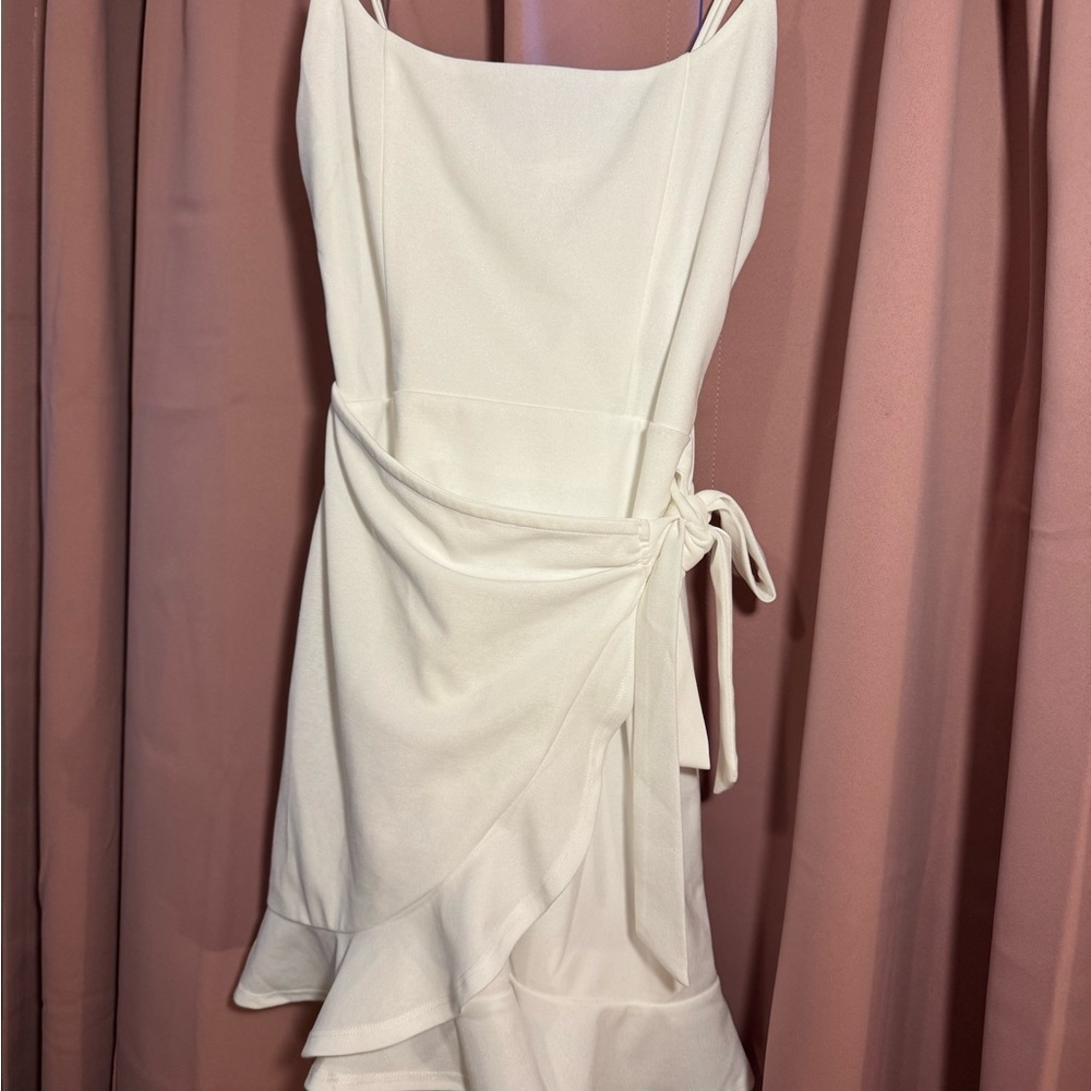 Lucy in the Sky Cream Wrap Mini Dress
